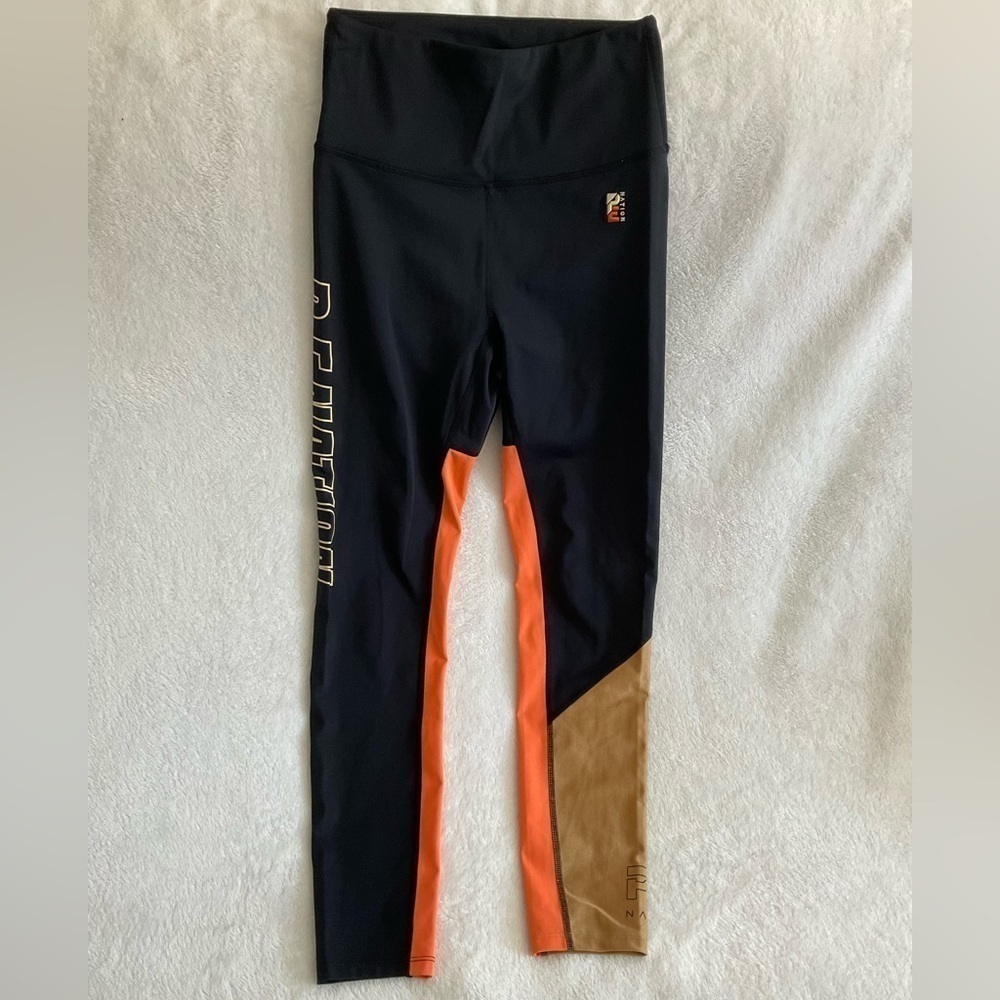 Sz S P.E NATION Leggings Comeback Colorblock Black Orange Tan Spellout Logo - Picture 5 of 9